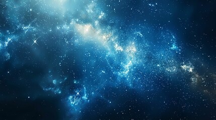 Naklejka premium A Blue and White Starry Night Sky with Nebulas