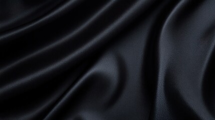 Fototapeta premium A smooth black fabric drapes elegantly, showcasing rich texture and depth for various creative applications.