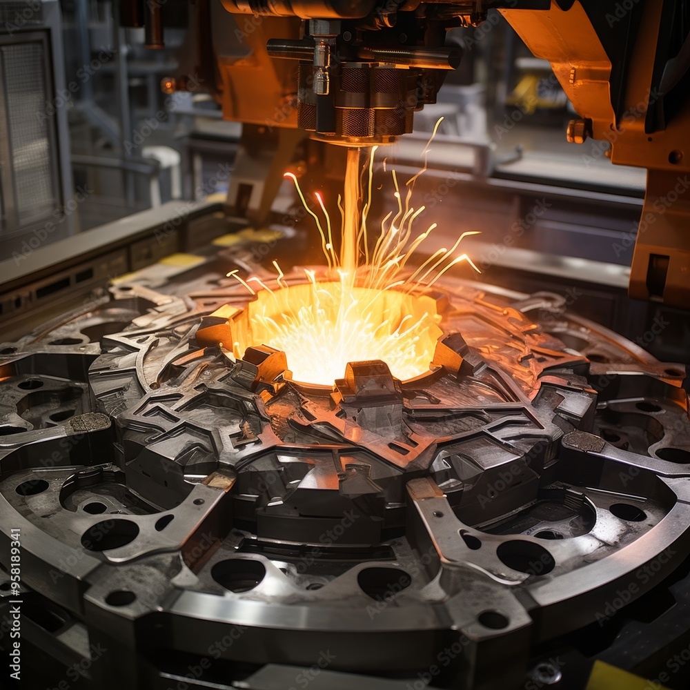 Poster precision machining of rocket engine component aerospace industry complexity displayed