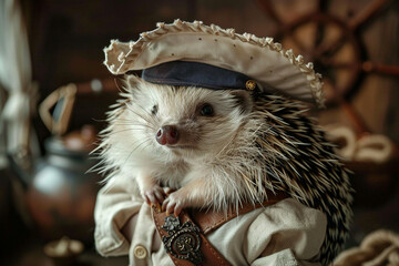 Obraz premium Cute small animal in sailor costume generative ai