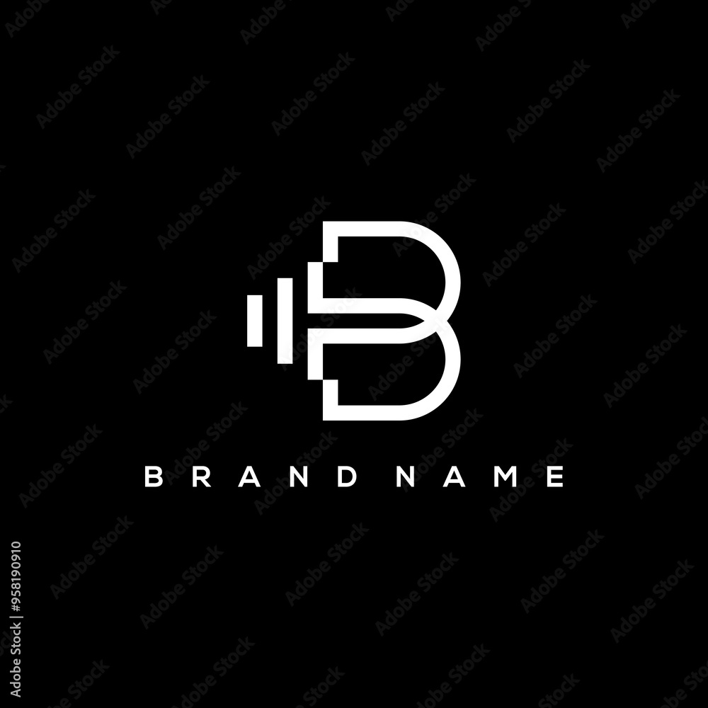 Poster line art initials b barble gym logo vector