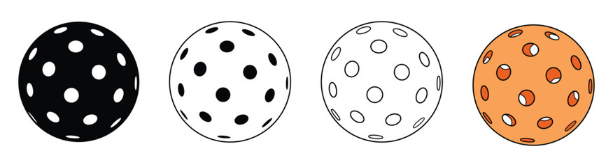 Pickleball ball vector set
