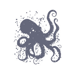 Octopus Silhouette Vector Art Illustration