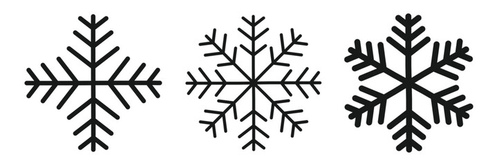 black snowflakes icon set. snow icon
