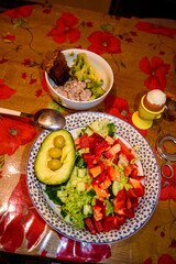 Healthy breakfast on the table. Tasty food.