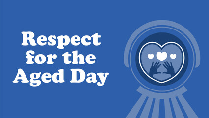 Respect for the Aged Day vector banner design with geometric shapes and vibrant colors on a horizontal background.