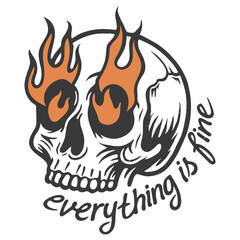 Everything Is Fine Minimalist Funny Skull SVG
