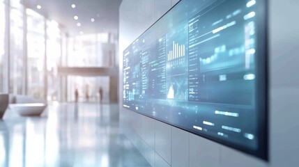 interactive digital display panel showing dynamic data and graphics