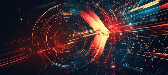 Obraz premium Dynamic Abstract Vector with Geometric Arrows and Circles