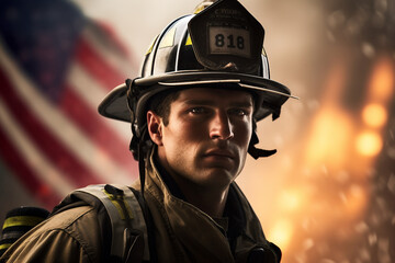 Happy american people citizens celebration national flag day, Generative AI photo image over usa stripes stars