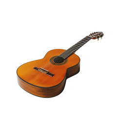 Elegant classical guitar with intricately detailed strings against a clear, transparent background. The craftsmanship and elements of design are distinctly visible.