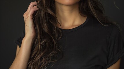 Studio portrait of a beautiful dark hair woman.