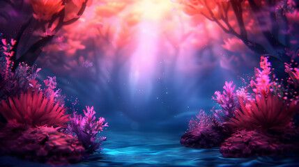 Fototapeta premium Coral Reefs Landscape Anime Style