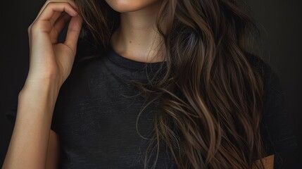 Obraz premium Studio portrait of a beautiful dark hair woman.