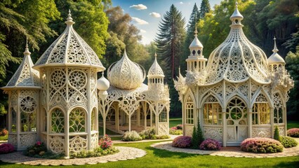 Fototapeta premium Whimsical fairylike structures in delicate lacework designs