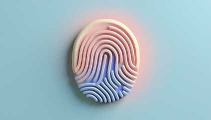 A colorful abstract representation of a fingerprint emphasizing uniqueness and identity in a modern design.