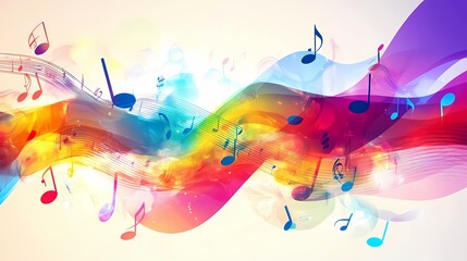 Colorful Watercolor Abstract with Music Notes