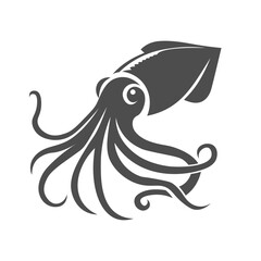 Vector silhouette of squid. Black vector icon.