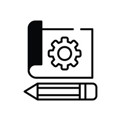 Blueprint and Pencil vector icon