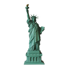 Graceful Statue of Liberty Model on Clear Backdrop: Detailed Render of Iconic Landmark.