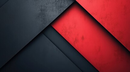 Bold and textured red and black geometric shapes create a striking, modern design with high visual contrast.