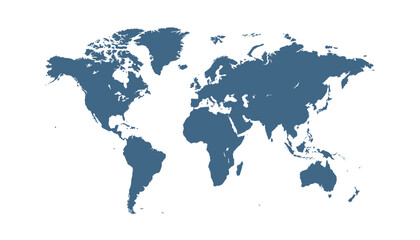 World map. Blue modern vector map. Silhouette map