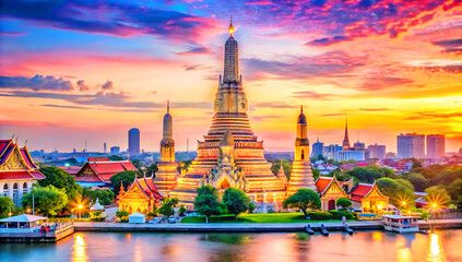 Wat Arun big landmark in Bangkok City, thailand, Chao Phraya River, Bangkok. Thailand Chao Phraya Riverside,