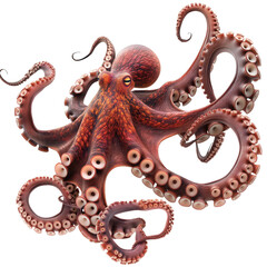 Majestic Giant Octopus with Outstretched Tentacles Against Clear Background. Intricate Details and Graceful Curves of Marine Wonder.