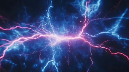 Naklejka premium Blue and pink electric lighting, abstract electrical background