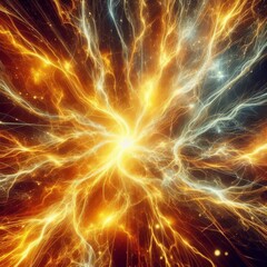 Vibrant golden lightning energy dynamic texture background
