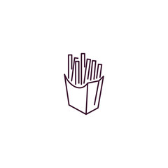 french fries box outline icon. Linear vector from restaurant concept. Thin line french fries box icon isolated on white background