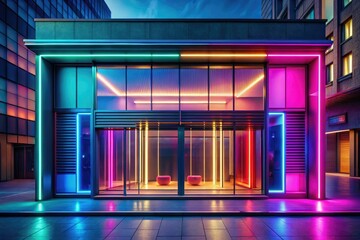 Modern Futuristic Neon Glow Metropolitan Shopfront