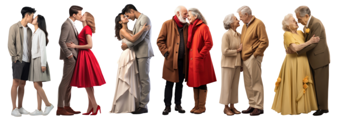 Diverse couple png cut out element set