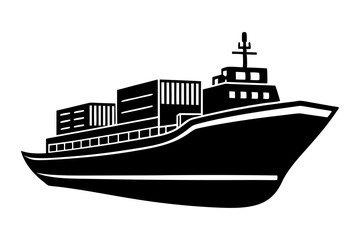 Obraz premium Cargo and passenger vessels icon set. Cargo and passenger ships silhouette on white. Vector illustration