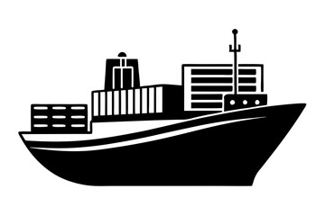 Obraz premium Cargo and passenger vessels icon set. Cargo and passenger ships silhouette on white. Vector illustration
