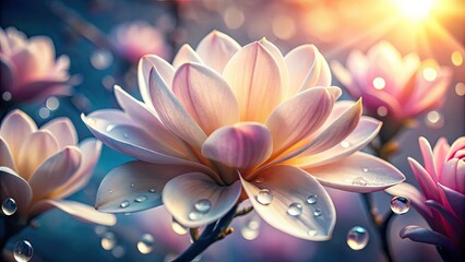 Fototapeta premium delicate flower petals unfolding like tears of soft morning light whispers of hope and new beginnings