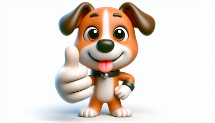 Fototapeta premium Smiling Dog Character Giving Thumbs Up with Tongue Out