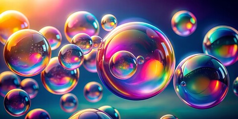 Naklejka premium Vibrant abstract bubble composition with gradient background, perfect for modern design projects