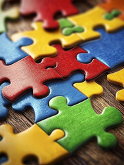 Fototapeta premium A jigsaw puzzle with pieces in various colors