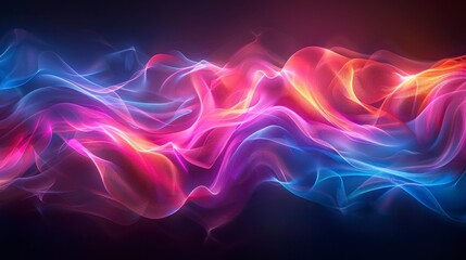 Fototapeta premium Vibrant abstract swirls in neon colors against a black background.