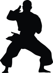 Karate men pose silhouette illustration