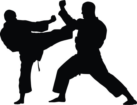recommend clip art: Karate men pose silhouette illustration