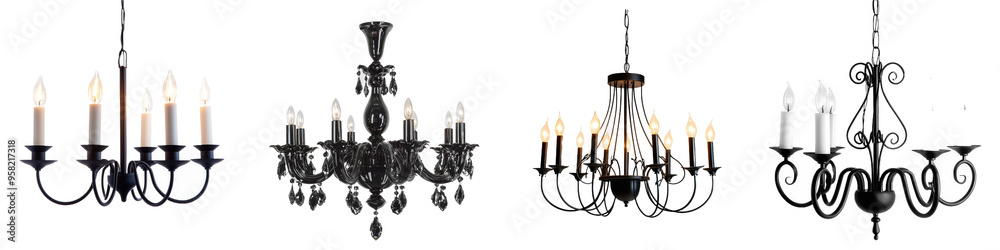 Poster isolated full length candle chandelier on transparency background