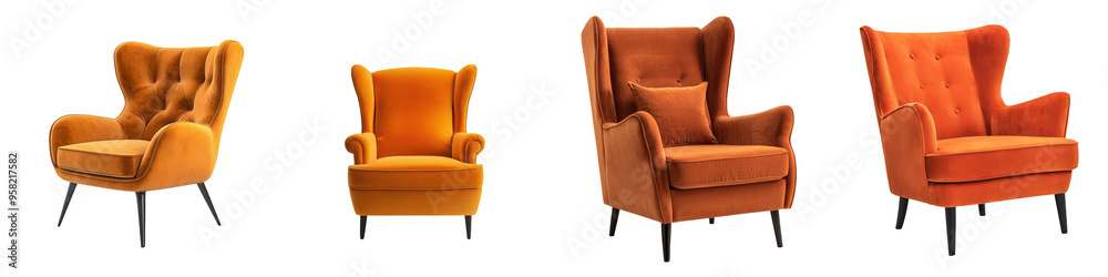 Poster isolated full length armchair front view on a transparent background
