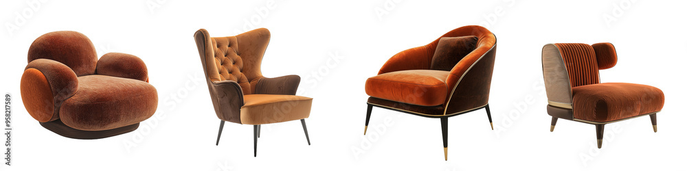 Aufkleber a full length armchair side view isolated on a transparent background