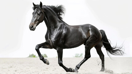 Fototapeta premium Black horse isolated on white background