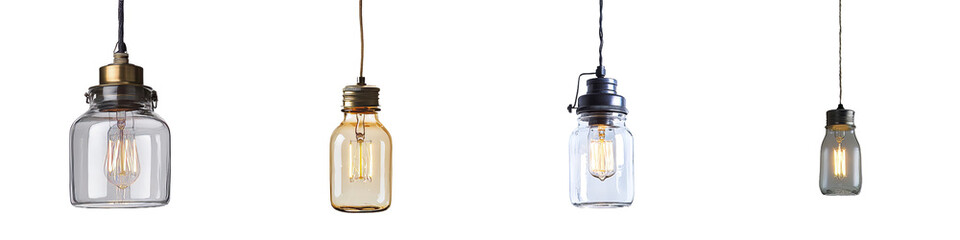 On a transparent background, an illustration of a Mason Jar Light Fixture