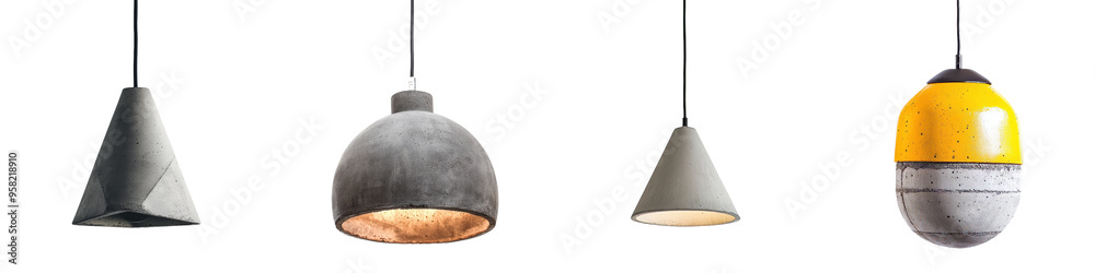 Poster This is a full length image of a concrete pendant light isolated on a transparency background