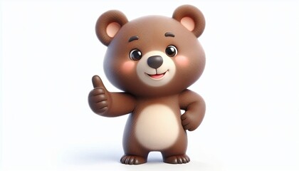 Obraz premium Cute Bear Character Giving Thumbs Up