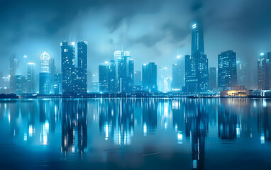 Obraz premium City architecture and water reflections